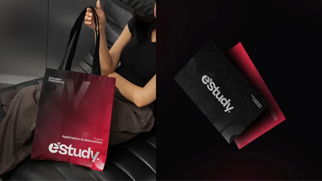 eStudy tote bag and shopping bag in red and black