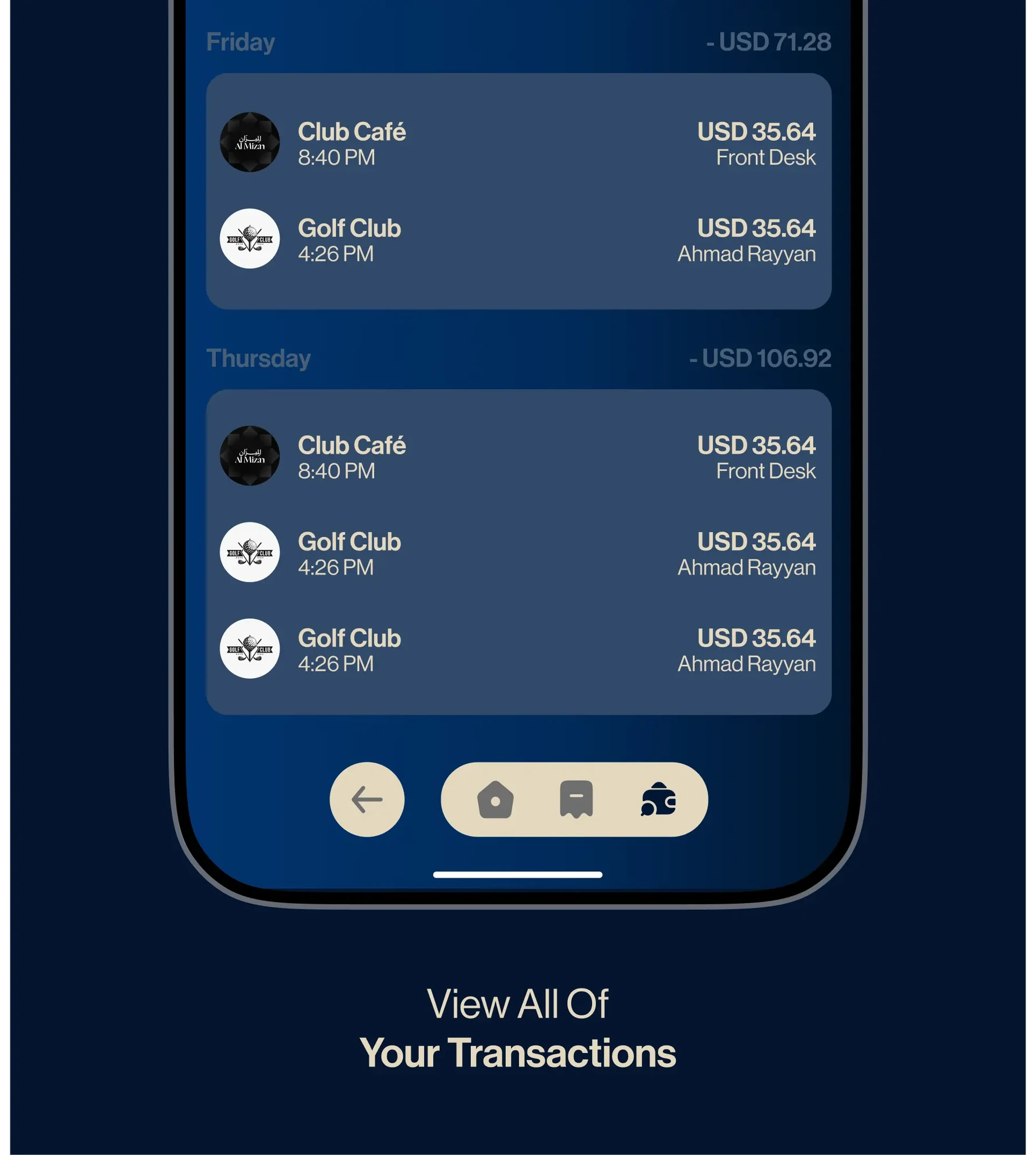 Vryfi Now transactions list screen