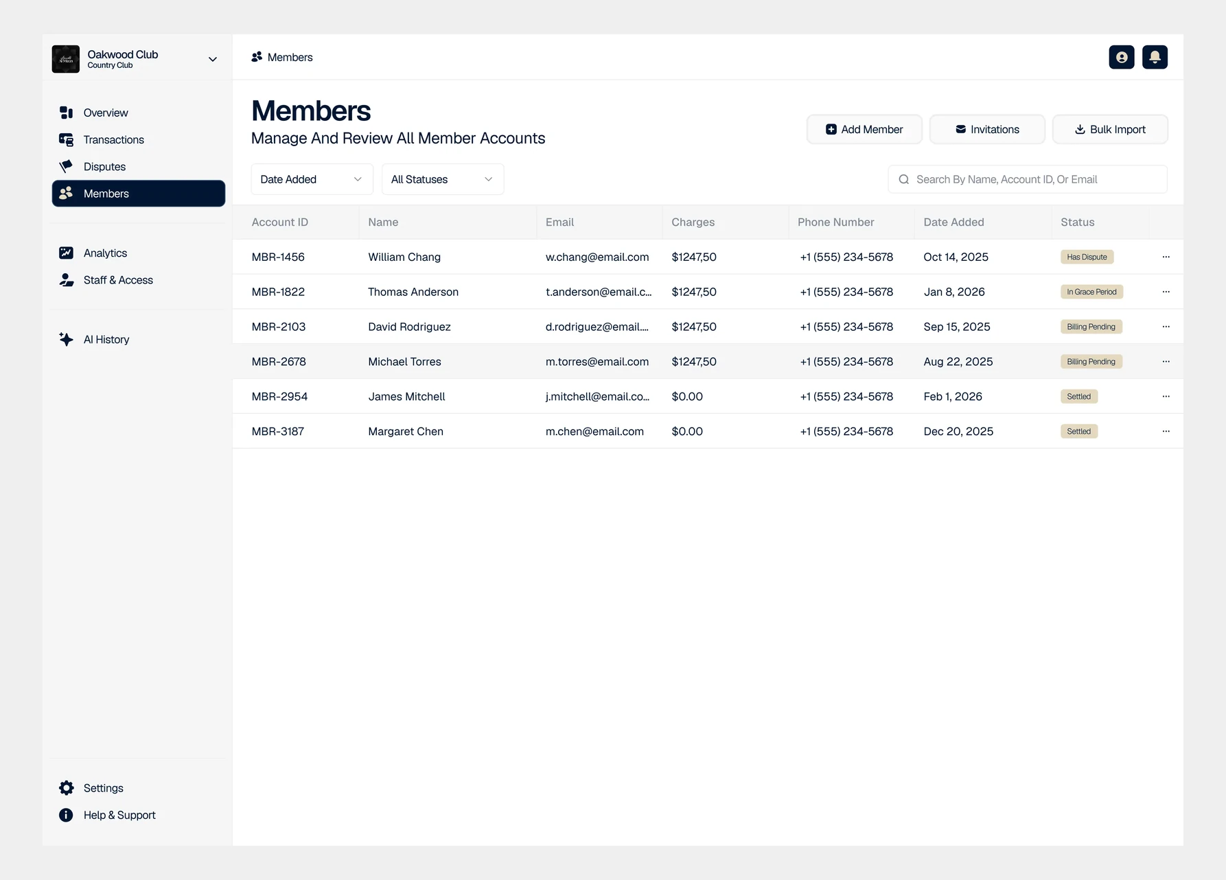 Vryfi Now management portal members list
